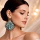 Handmade Jewelry Pearl Blue Statement Drop Earrings